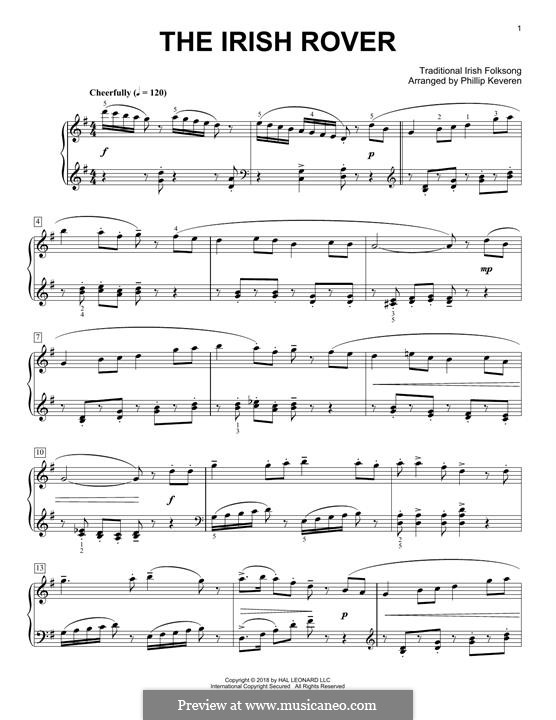 The Irish Rover: Facil para o piano by folklore