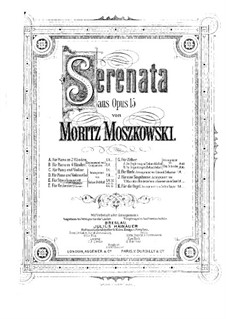 Six Pieces for Piano, Op.15: No.1 Serenade, for string quartet – full score by Moritz Moszkowski