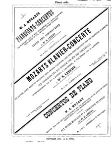 Concerto for Piano and Orchestra No.14 in E Flat Major, K.449: Parte de solo by Wolfgang Amadeus Mozart