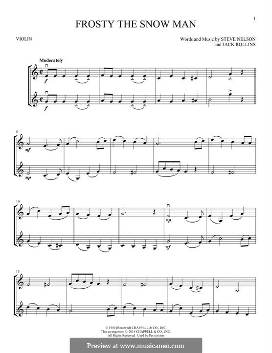 Frosty the Snow Man: para dois violinos by Jack Rollins, Steve Nelson