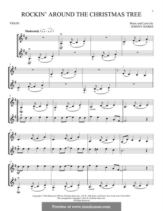 Rockin' Around the Christmas Tree: para dois violinos by Johnny Marks