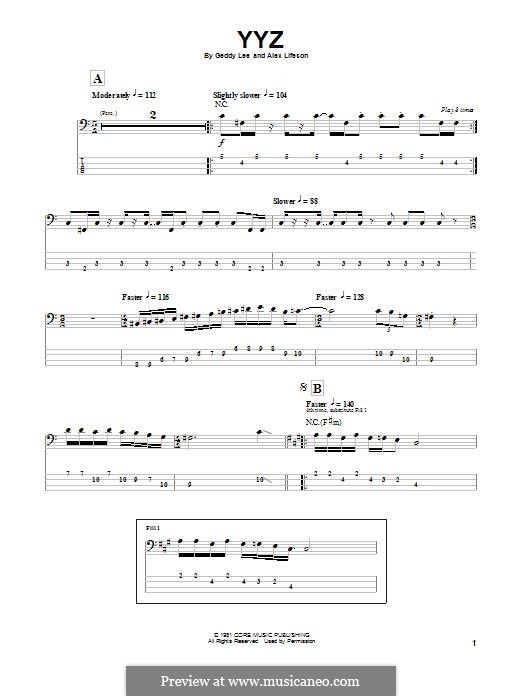 YYZ (Rush) por A. Lifeson, G. Lee - Partituras on músicaNeo