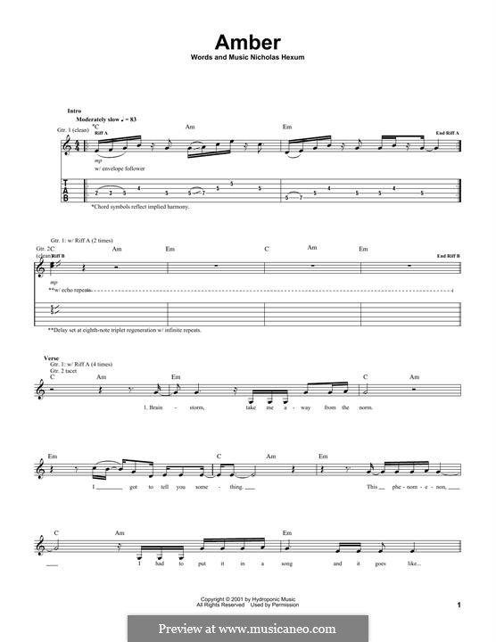 Amber (311): Para guitarra com guia by Nicholas Hexum