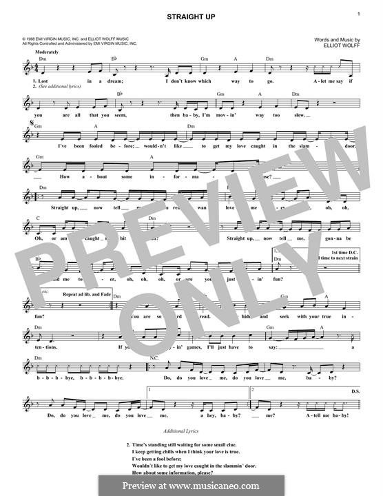 Straight Up (Paula Abdul): melodia by Elliot Wolff