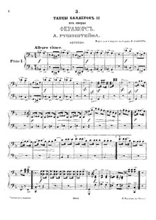 Feramors: Danses des bayadères No.2, for two pianos eight hands – piano I part by Anton Rubinstein
