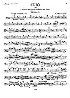 Trio for Clarinet (Violin), Cello and Piano in E Flat Major, Op.11: parte violoncelo by Johan Amberg