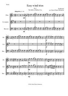 15 easy trios for double-reed trio (oboe, cor anglais, bassoon): No.5 The Belle of Belfast city (I'll tell my ma) by folklore