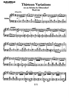 Thirteen Variations on Theme from 'Das rote Käppchen' by Dittersdorf, WoO 66: Para Piano by Ludwig van Beethoven
