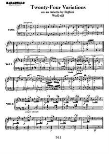 Twenty-Four Variations on Arietta 'Venni Amore' by Righini, WoO 65: Para Piano by Ludwig van Beethoven