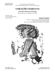 Variações Marianas: Para violino solo e orquestra de cordas (Partitura e partes completas, incluindo solista) by Zoltan Paulinyi