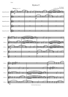 Kyrie canon a 5: For 5 soprano recorders by Wolfgang Amadeus Mozart