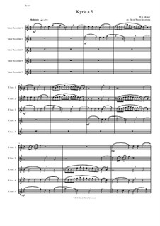 Kyrie canon a 5: For 5 tenor recorders by Wolfgang Amadeus Mozart