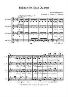 No.15 Ballade: para quarteto de flauta by Johann Friedrich Burgmüller