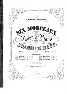 Six Pieces for Violin and Piano, Op.85: No.6 Tarantella – score by Joseph Joachim Raff