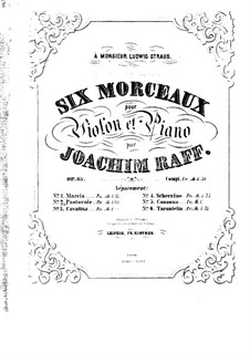Six Pieces for Violin and Piano, Op.85: No.2 Pastorale – score by Joseph Joachim Raff