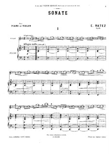 Sonata for Violin and Piano, Op.40: Score by Emile Pierre Ratez