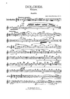 Dolores-Waltzer, Op.170: For violin, cello, flute, cornet and piano – flute part by Émile Waldteufel