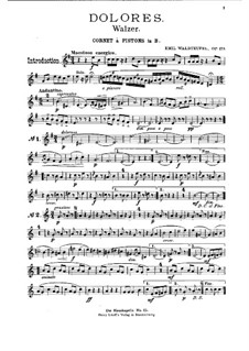 Dolores-Waltzer, Op.170: For violin, cello, flute, cornet and piano – cornet part by Émile Waldteufel