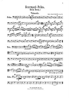 Gourmand-Polka, Op.163: For violin, cello, flute, cornet and piano – cello part by Émile Waldteufel