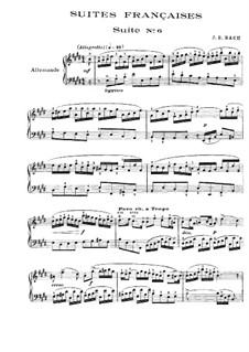 Suite No.6 in E Major, BWV 817: Para Piano by Johann Sebastian Bach