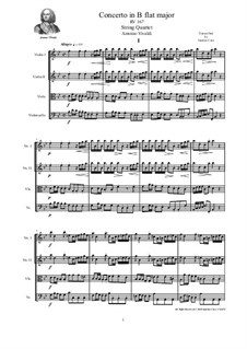 Concerto for Strings in B Flat Major, RV 167: Score and parts by Antonio Vivaldi