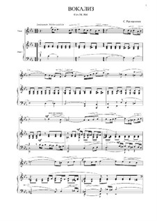 Vocalise, Op.34 No.14: For soprano and piano (c moll) by Sergei Rachmaninoff