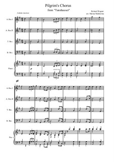 Choir of Pilgrims: For recorder quartet and piano by Richard Wagner