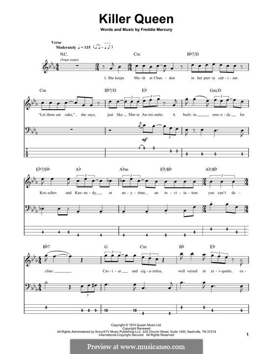 Killer Queen (Queen): para baixo com guia by Freddie Mercury