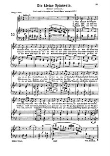 Die kleine Spinnerin, K.531: para voz baixa e piano by Wolfgang Amadeus Mozart