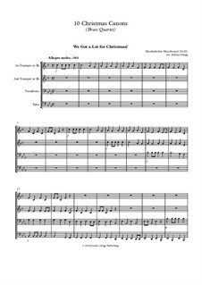 10 Christmas Canons: para quarteto de bronze by Joseph Haydn, Wolfgang Amadeus Mozart, Michael Praetorius, Ludwig Ernst Gebhardi, Unknown (works before 1850)