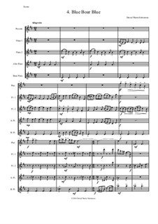 Sweet Suite: Blue Boar Blue for flute quintet (piccolo, 2 flutes, alto flute and bass flute) by David W Solomons