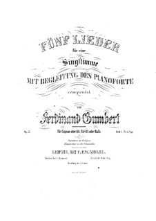 Five Songs, Op.57: cinco musicas by Ferdinand Gumbert