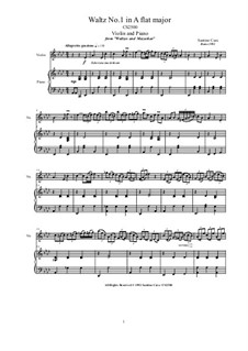 Two Violin Waltzes for Violin and Piano: Scores and part, CS2502 by Santino Cara