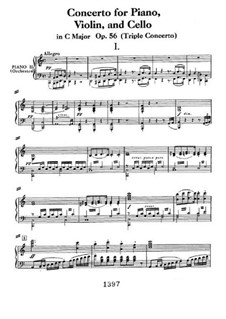 Concerto for Violin, Cello, Piano and Orchestra , Op.56: Version for violin, cello and two pianos four hands by Ludwig van Beethoven