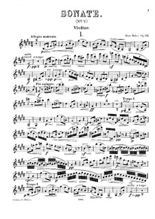 Sonata for Violin and Piano in E Major, Op.112: Parte de solo by Hans Huber