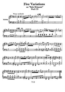 Five Variations on the Popular English Song 'Rule Britannia', WoO 79: Para Piano by Ludwig van Beethoven