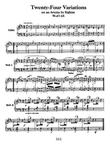 Twenty-Four Variations on Arietta 'Venni Amore' by Righini, WoO 65: Para Piano by Ludwig van Beethoven