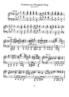 Variations on Hungarian Song, Op.21 No.2: Para Piano by Johannes Brahms