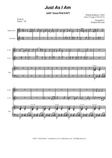 Just as I am (with 'Jesus Paid It All'): Duet for soprano and tenor saxophone by William Batchelder Bradbury, John T. Grape