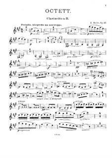 Octet for Winds and Strings, Op.47: parte clarinete by Heinrich Molbe