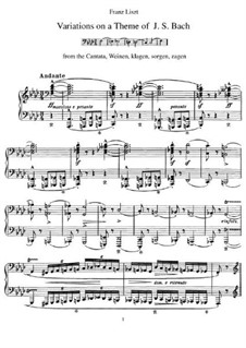 Variations on Theme from 'Weinen, Klagen, Sorgen, Zagen' by J. S. Bach, S.180: Para Piano by Franz Liszt
