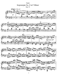 Impromptu for Piano No.2 in F Minor, Op.31: For a single performer by Gabriel Fauré