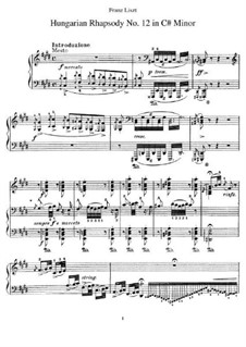 No.12 in C Sharp Minor, for Piano, S.244: para um único musico (Editado por H. Bulow) by Franz Liszt
