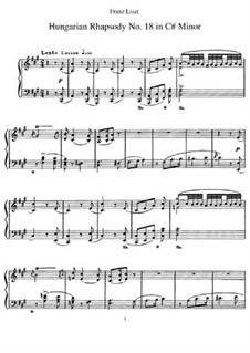 No.18 in F Sharp Minor, S.244: Para Piano by Franz Liszt