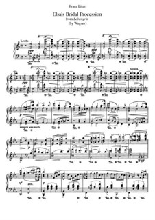 Transcription on 'Elsa's Procession to the Cathedral' from 'Lohengrin' by Wagner, S.445 No.2: Para Piano by Franz Liszt