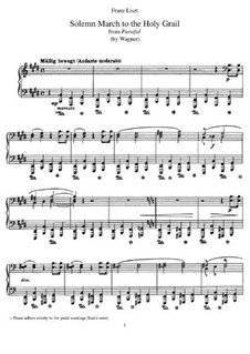 Transcription on Theme from 'Parsifal' by Wagner, S.450: Para Piano by Franz Liszt