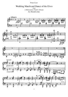 Transcription on Themes from 'A Midsummernight's Dream' by Mendelssohn, S.410: Para Piano by Franz Liszt