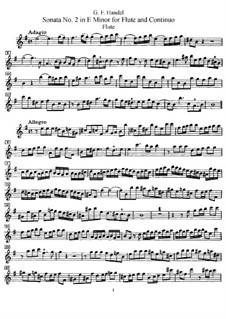 Sonata for Flute and Harpsichord No.2 in E Minor, HWV 375: Parte de solo by Georg Friedrich Händel