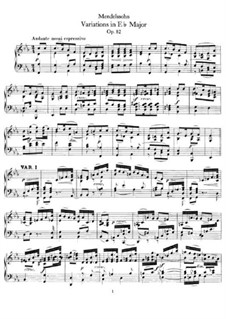 Variations in E Flat Major, Op.82: Para Piano by Felix Mendelssohn-Bartholdy