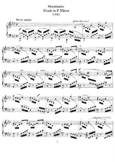 Etude in F Minor, WoO 1: Para Piano by Felix Mendelssohn-Bartholdy